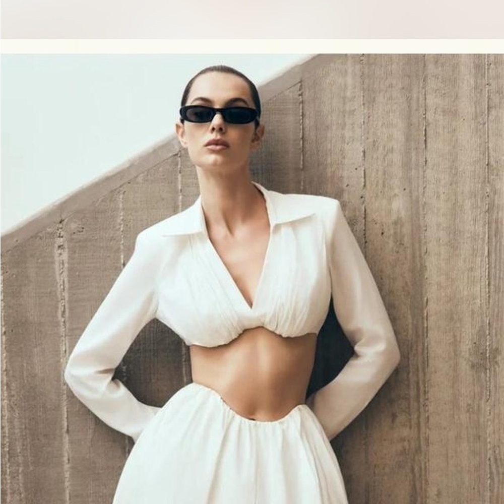 Meshki White linen croptop